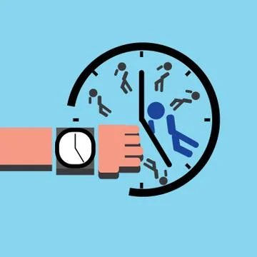 Man working round the clock Stock Illustration
