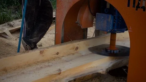 A man working at the sawmill. slow motion Stock Footage 81328217