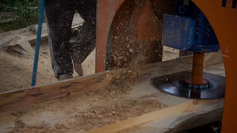 A man working at the sawmill. slow motion Stock-Footage 81328259