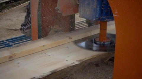 A man working at the sawmill. slow motion Stock Footage 81328412