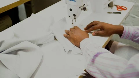 Man working at Sewing Machine Video stock 104810195