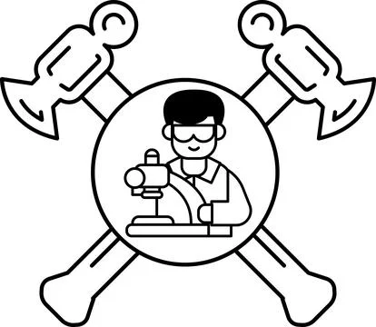 A man is working on a sewing machine Stock Illustration