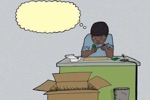 Man working with soldering tools Stock Illustration