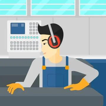 Man working on steel-rolling mill Stock Illustration