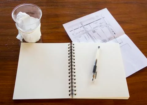 Man working table book pen booklet concept Foto stock