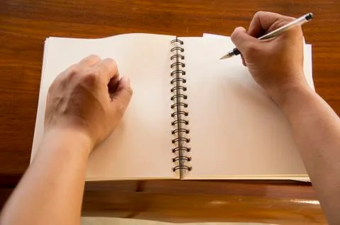 Man working table book pen booklet concept Foto stock