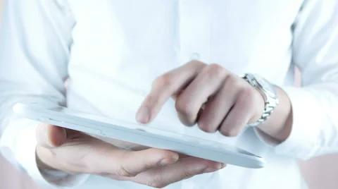 Man Working On Tablet Stock Footage 64051449