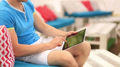 Man Working On a Tablet Stock Footage 90520635