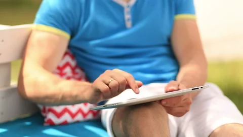 Man Working On a Tablet Stock Footage 90520892