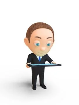 Man working with tablet Illustrazione stock