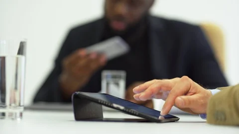 The man working with a tablet on the office table Stock Footage 109515943