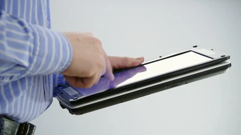 Man working on tablet PC Stock Footage 2081429
