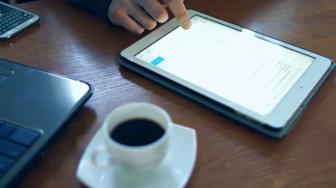 Man working for tablet PC Stock Footage 47745780