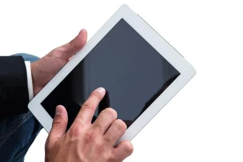 Man working on a tablet pc Stock Photos
