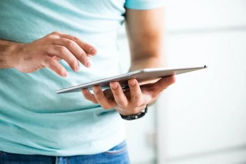 Man working with tablet pc 스톡 사진