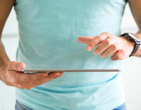 Man working with tablet pc 스톡 사진