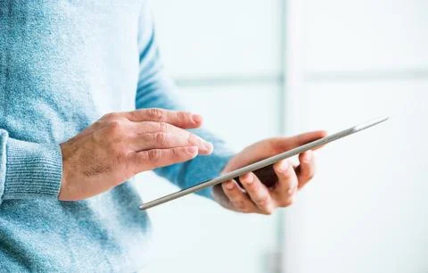 Man working with tablet pc 스톡 사진