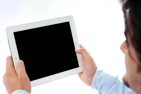 Man working on tablet. Foto stock