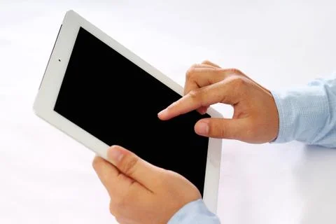 Man working on a tablet. Foto stock