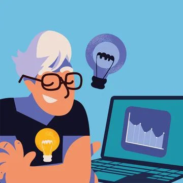 Man working thinking a idea Stock Illustration