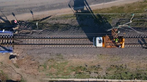 A man is working on a train track Stock Footage 327930109