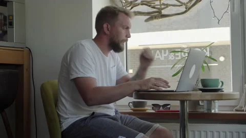 Man working using laptop Stock Footage 156567577