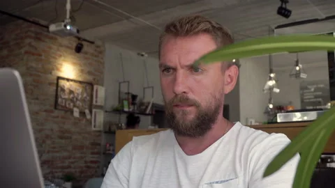 Man working using laptop Stock Footage 156963263