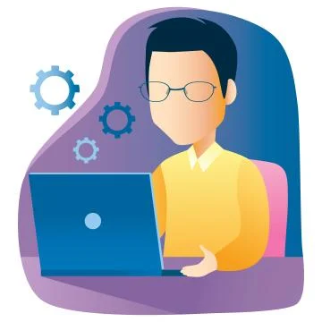 Man Working Using Laptop Stock Illustration