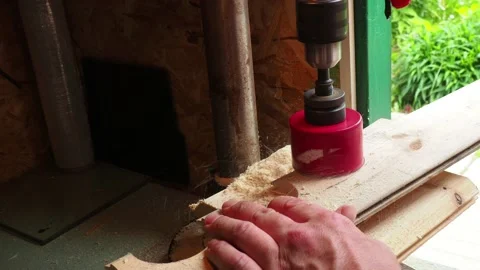 Man working on vertical drilling machine in his workshop Stock Footage 205931127