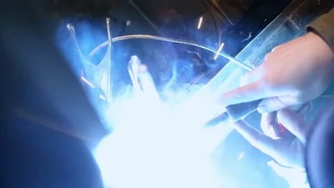 Man working with welding on car Stock Footage 76212288