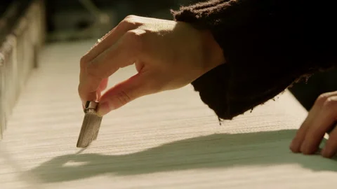 Man working on wool 2 Stock Footage 141517170