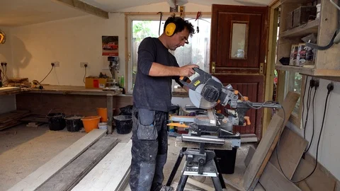 Man working in workshop Stock Footage 95182499