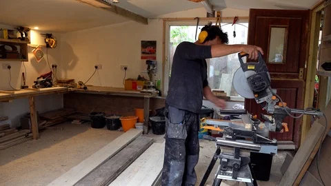 Man working in workshop Stock Footage 95182596