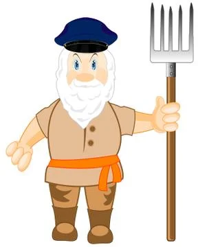 Man workman with pitchfork Stock Illustration