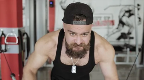 Man workout with trainer crossover in the gym Stock Footage 56637306
