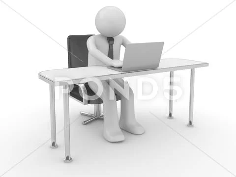 Man at workplace Stock Illustration