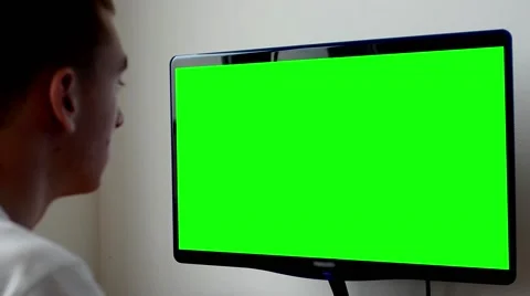 Man works on computer - green screen - office - closeup Stock-Footage 44419038
