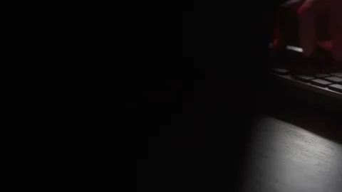 Man works at the computer late at night Stock Footage 119452806