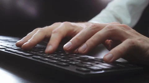 Man works at the computer late at night Stock Footage 120082450