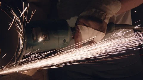 Man Works With Electric Grinder. Stock Footage 110308595