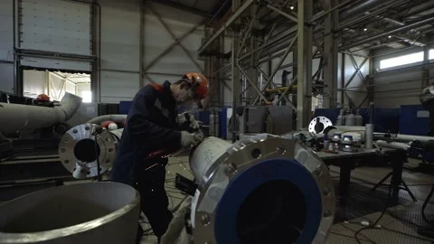 Man works with an electric tool Stock Footage 138217500