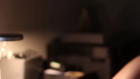 A man works at home at the computer close up Stock Footage 84763823