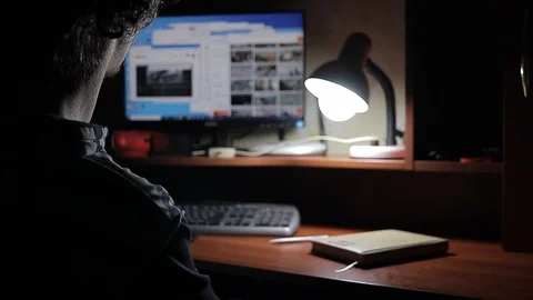 Man works at home at the computer Stock-Footage 125091795