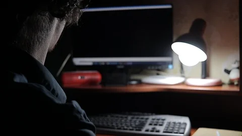 Man works at home at the computer 動画素材 125091873