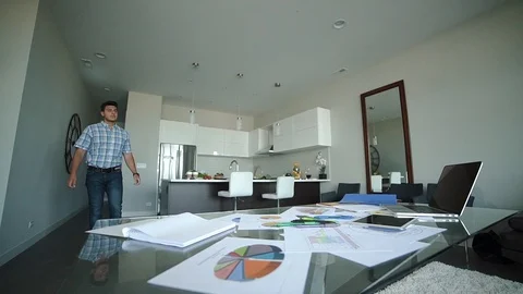A man works at home in the office Stock Footage 101853659