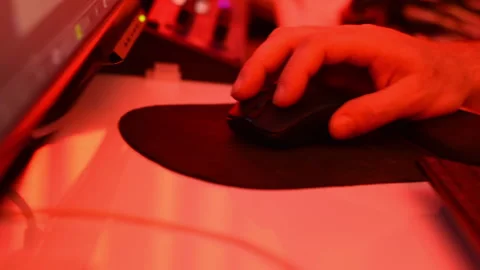 Man works on keyboard and mouse in a studio recorder. Stock Footage 137764013