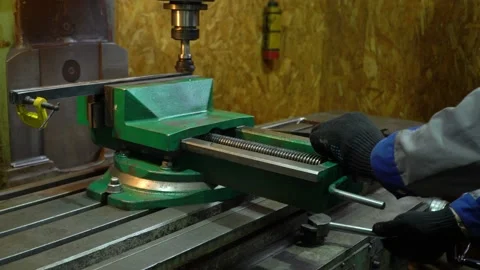 Man works on a milling machine. Stock Footage 145866833