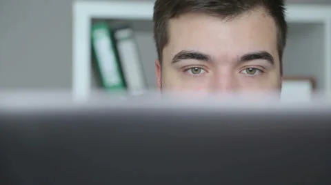 Man Works at the Notebook Stock Footage 66255474