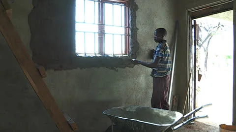 Man Works Plastering Stock Footage 23080761