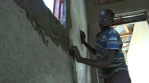 Man Works Plastering Stock Footage 23081989